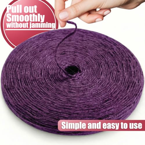 Image of SMART&CASUAL 2mm Natural Jute Twine String Thin for Craft Plant Garden Gift Wrapping Christmas Handmade Art Decoration Packing String Home Art Decoration (Purple) (328 Ft (100M))
