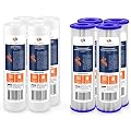 Aquaboon 4-Pack of 1 Micron 10" x 2.5" Sediment Water Filter Replacement Cartridge & Aquaboon 4-Pack Pleated Sediment Water Filter Cartridge | Universal Whole House 1 Micron 10 inch Cartridges