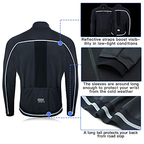 Souke Sports Jaqueta masculina de ciclismo de inverno, à prova de vento, resistente à água, corta-ve