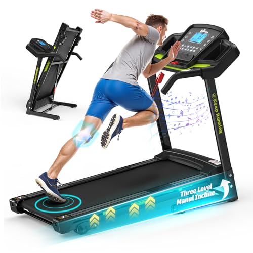 Treadmills for Home Folding Treadmill with Incline Walking Pad Treadmill Running Machine 3.5HP Quiet Brushless, 330 Lbs Capacity, App, Pulse Sensor Heart Rate with LCD Display Holder for Cup & Phone