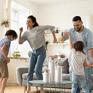 3pcs ceramic vases rustic decorative flower vases set for modern farmhouse decoration living room centerpieces and events table bookshelf mantel and entryway decor white  urban country home decor