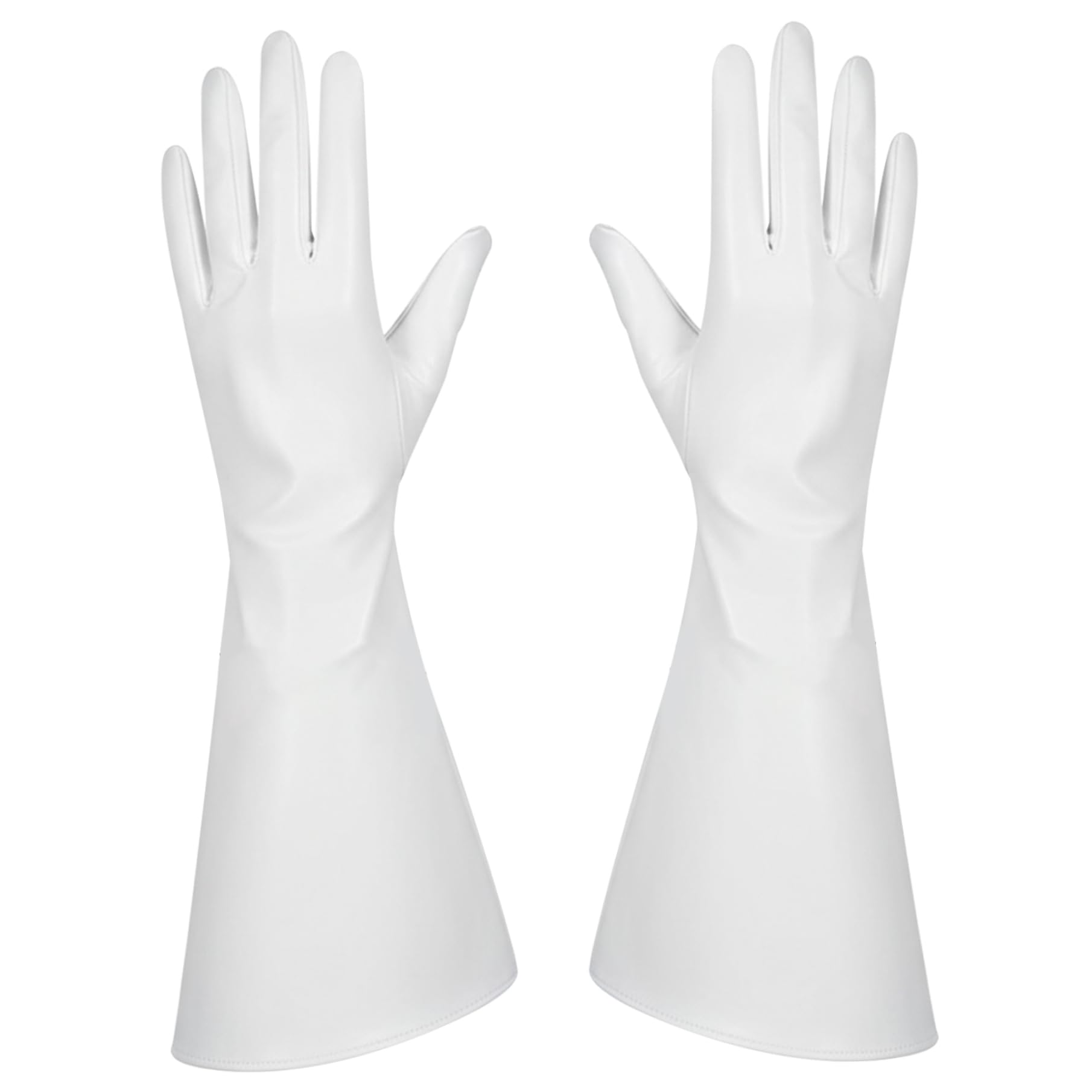 Latemeia Leather Gauntlet Gloves, 38cm Long Gloves with Dramatic Puff Sleeves for Cosplay & Costume Parties & Formal Events White, Homeused