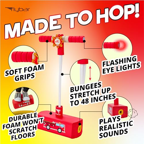 Image of Flybar My First Foam Pogo Jumper for Kids Fun and Safe Pogo Stick for Toddlers, Durable Foam and Bungee Jumper for Ages 3 and up, Supports up to 250lbs (Red Fire)