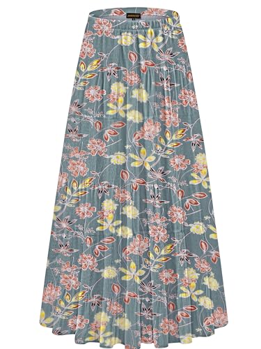 Image of NASHALYLY Women's Chiffon Elastic High Waist Pleated A-Line Flared Maxi Skirts