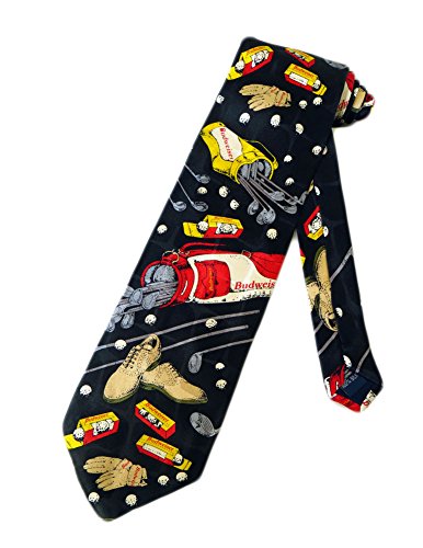 Budweiser Beer Mens Golf Necktie - Black - One Size Neck Tie