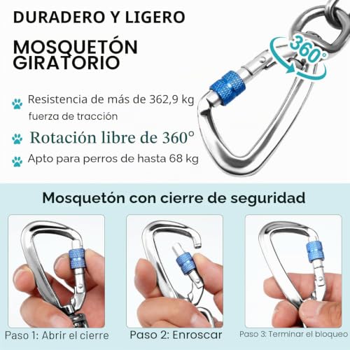 Correa de metal para perro antitirones y estaca de camping exterior 3