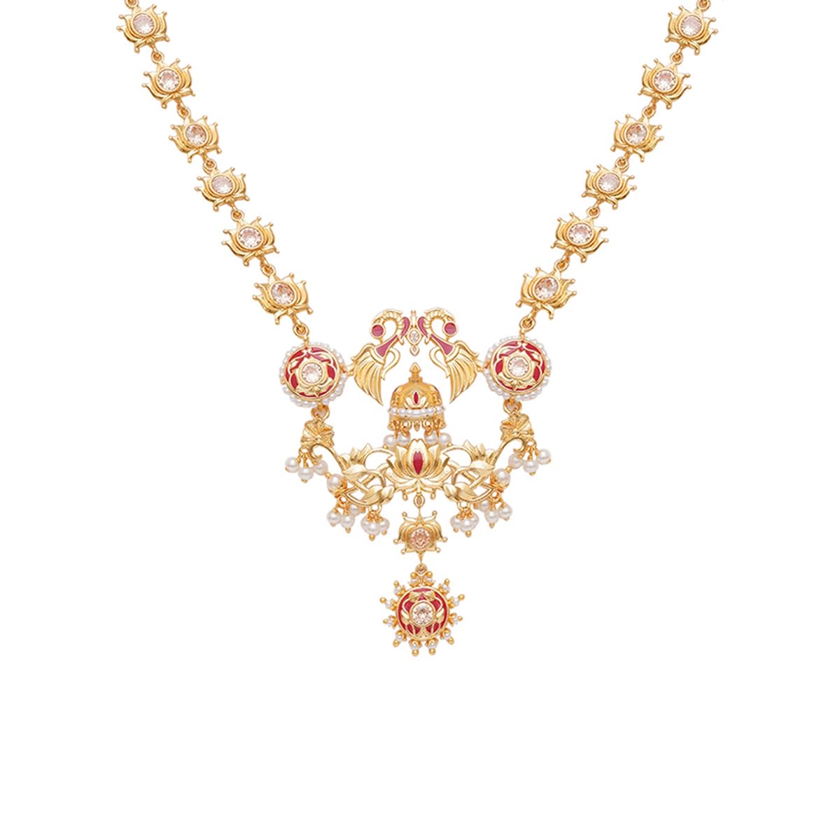 VOYLLA Apsara Peacock and Lotus Design Enamelled Necklace Set (B0BN6D825Y) Amazon Price History, Amazon Price Tracker