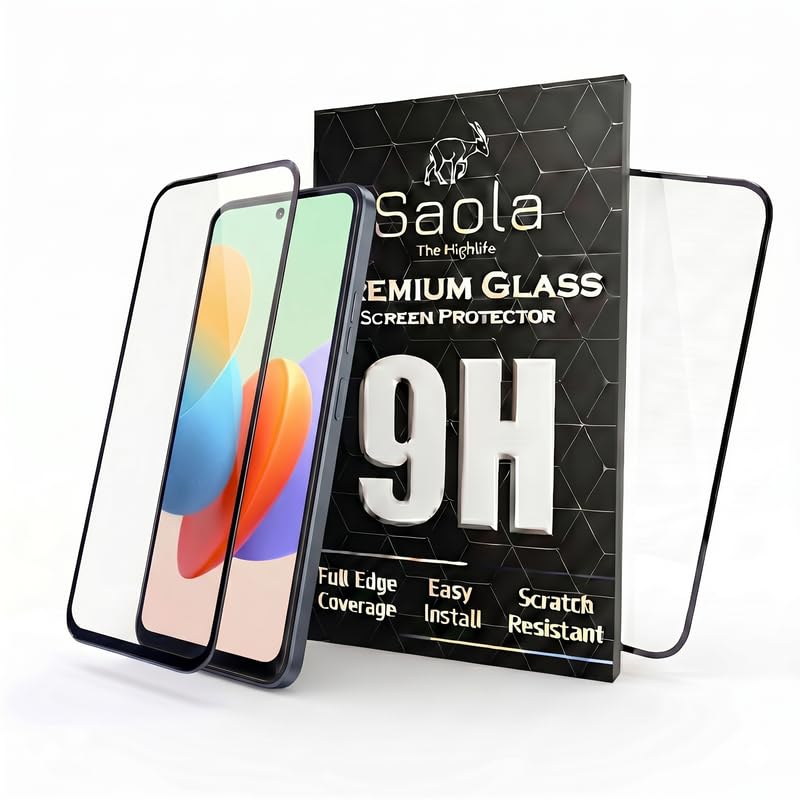 Image of Saola HD+ Oleophobic Tempered Glass Screen Protector For Tecno Spark GO 2022 (Pack Of 2) with Free Installation Kit. Full screen Coverage - 6.52 inch