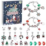 Gucass Calendrier de l'Avent Bijoux 2025 Femme Fille, DIY Calendrier de Noël Charms Brace...
