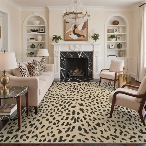 Bavni Leopard Print Washable Rug