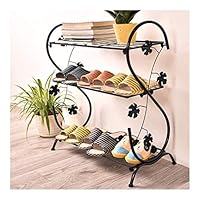 Amazon｜S字型アイアンシューズラック、3層スタッカブルシューズラック