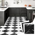 ZRJT 30-Pack 30 Sq.Ft Peel and Stick Floor Tiles Vinyl Matte Pattern Flooring, 12” x 12” Self Adhesive Vinyl Flooring DIY for Kitchen, Bathroom, Laundry, Black&White Marble