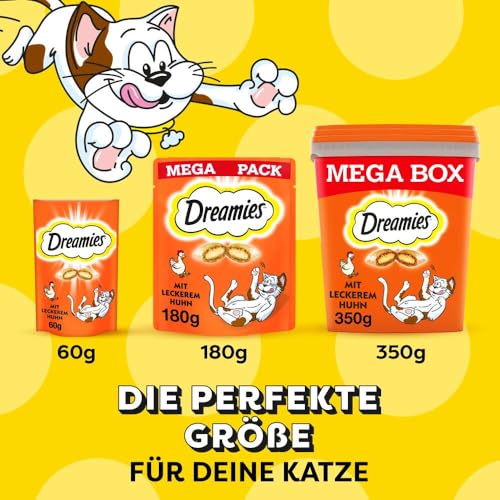 Dreamies Katzensnacks mit Huhngeschmack, 2x350g – Außen knusprige & innen cremige Katzenleckerlis