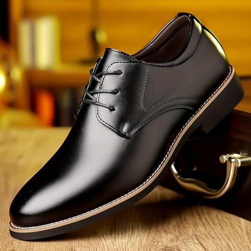Men's Casual Business Shoes, Anti-Skid Lace-up Shoes with PU Leather Uppers for Business Office4