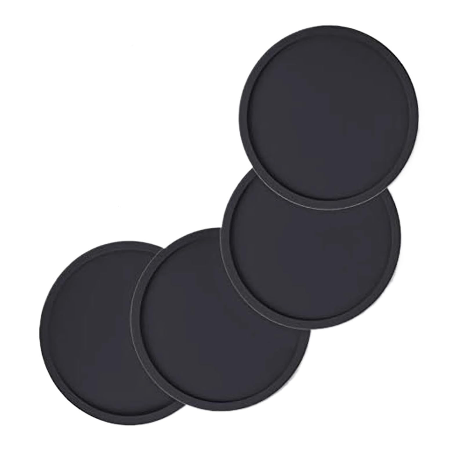 Grand ensemble de sous-verres noirs antidérapants | Protection élégante 4 pièces pour tasse