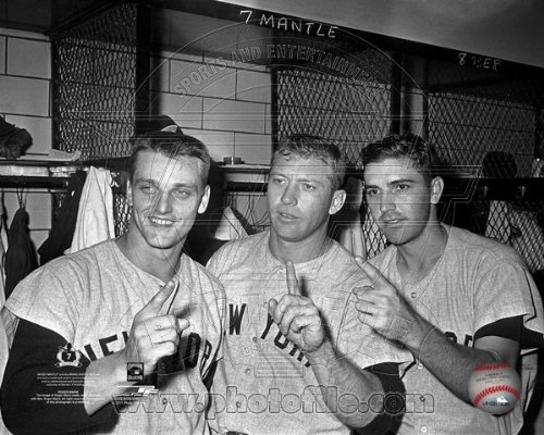 Mickey Mantle, Roger Maris, Clete Boyer New York Yankees Photo 8x10
