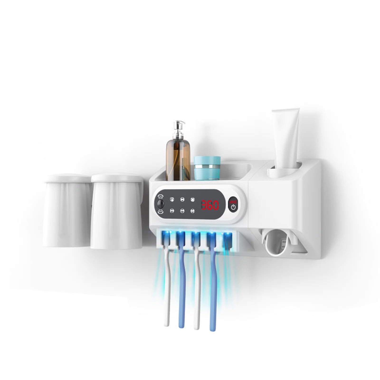 Estante para desinfección de cepillos de dientes Estante para cepillos de dientes montado en la pared Esterilización inteligente Estante para cepillos de dientes