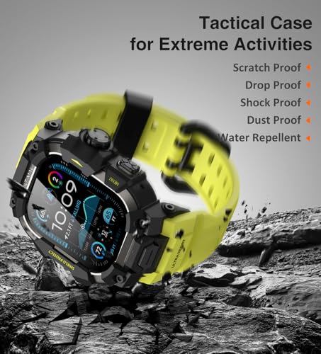Image of ULTIMAL Rugged Case with Band for Apple Watch 49mm,Compatible with Apple Watch Ultra 3 /2 /1, Military Grade Shockproof Bumper Cover for iWatch Tactical Band Men (49mm,Fluorescent Green)