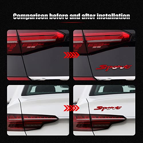 Cueclue 1 Pc 3D Metal Sport Logo Sticker, Rear Tailgate Fender Badge Sticker, Trunk Bumper Decal Accessories, 5.1" Chrome Decoration Sticker, Compatible With All Car Models (Red) #TOP6