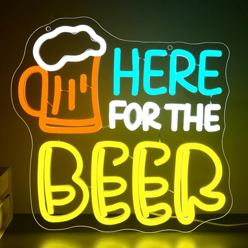 Beer Neon Sign for Wall Decor Beer Neon Light for Man Cave Dimmable USB Power LED Light Up Bar Sign for Home Bar Pub Party Bedroom Restaurant Christmas Birthday Gift Art Size 12.1 * 11.8In (