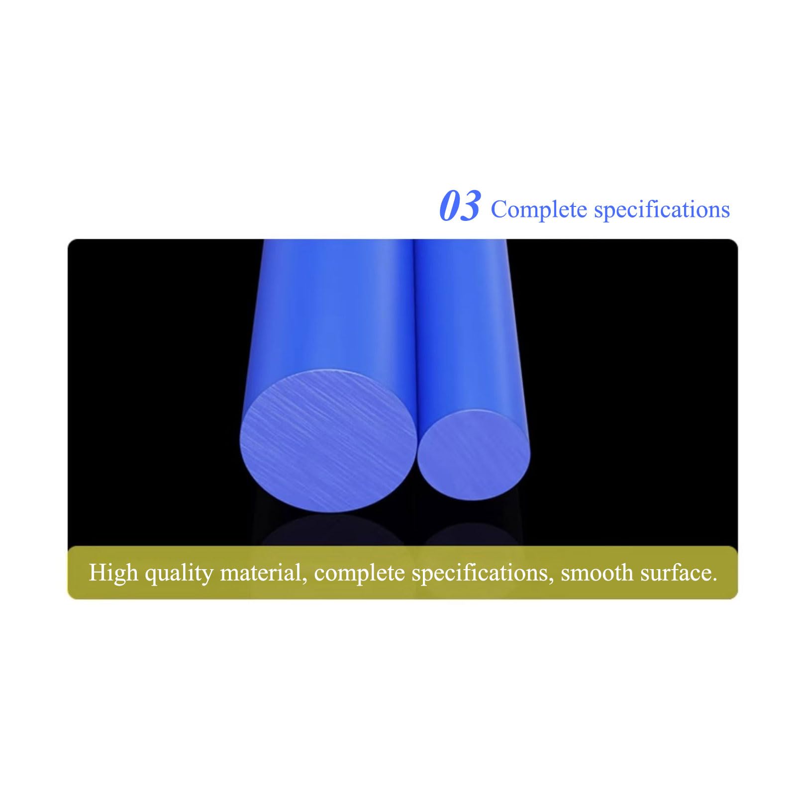 Blue PA6 Nylon Solid Rod, for Machinery Parts, 2Pcs