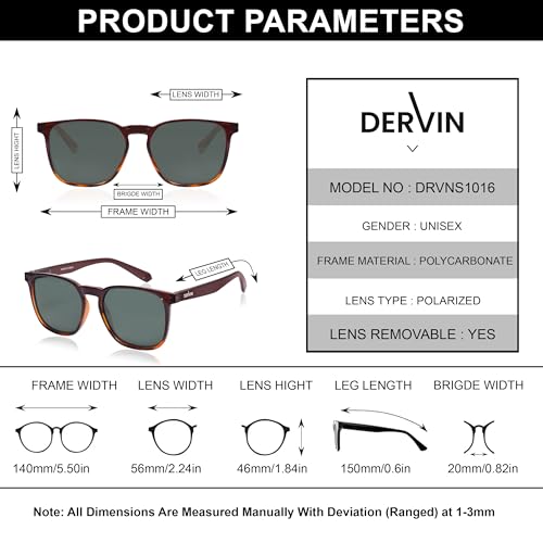 Image of Dervin Square Polarized UV Protected Sunglasses for Men and Women