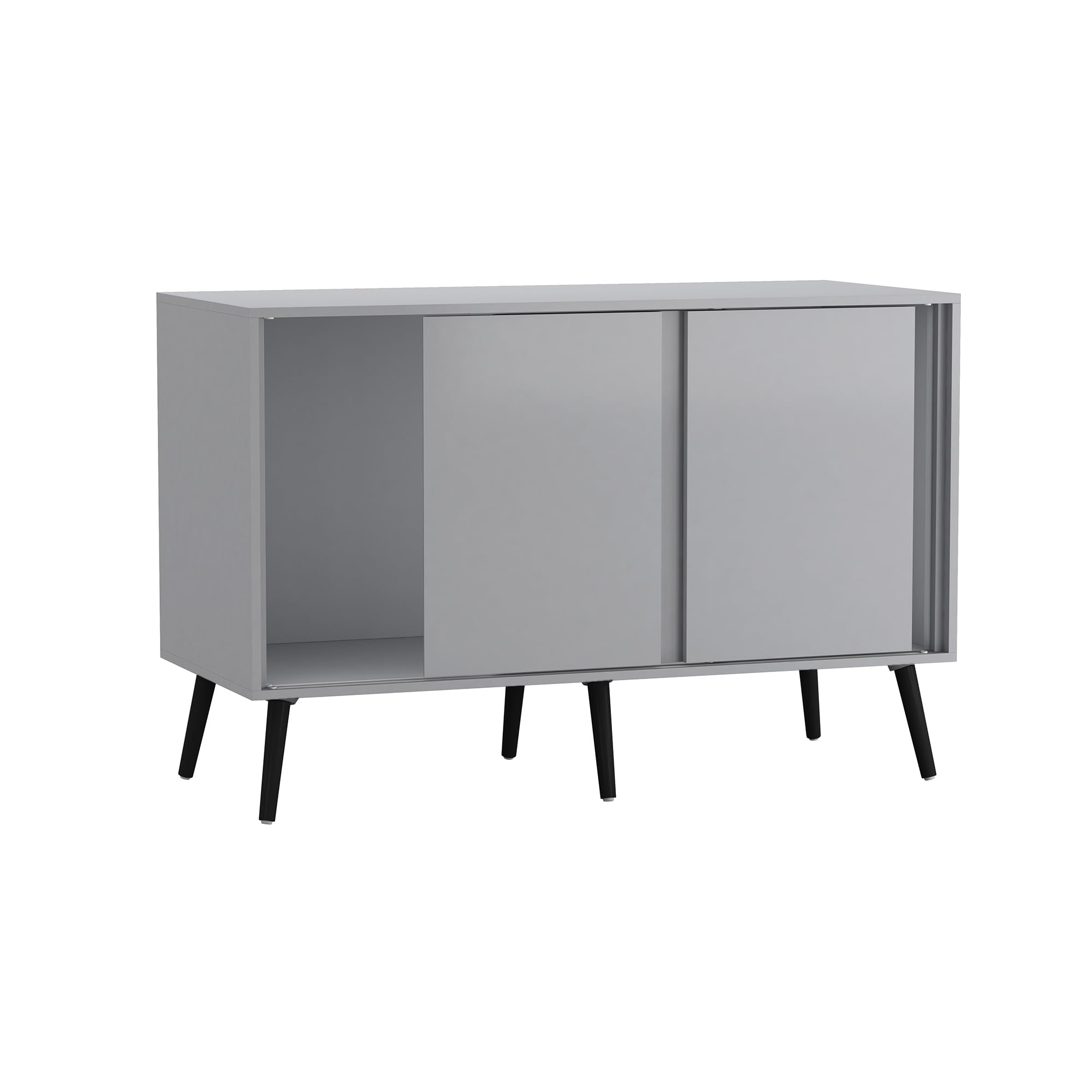 URBNLIVING 3-Door Sliding Sideboard Cabinet with Wooden Legs, Modern Cupboard, Credenza for Living Room, Dining Room or Office, Storage Organizer with Stylish Sliding Doors, Mix & Match Colour Combos