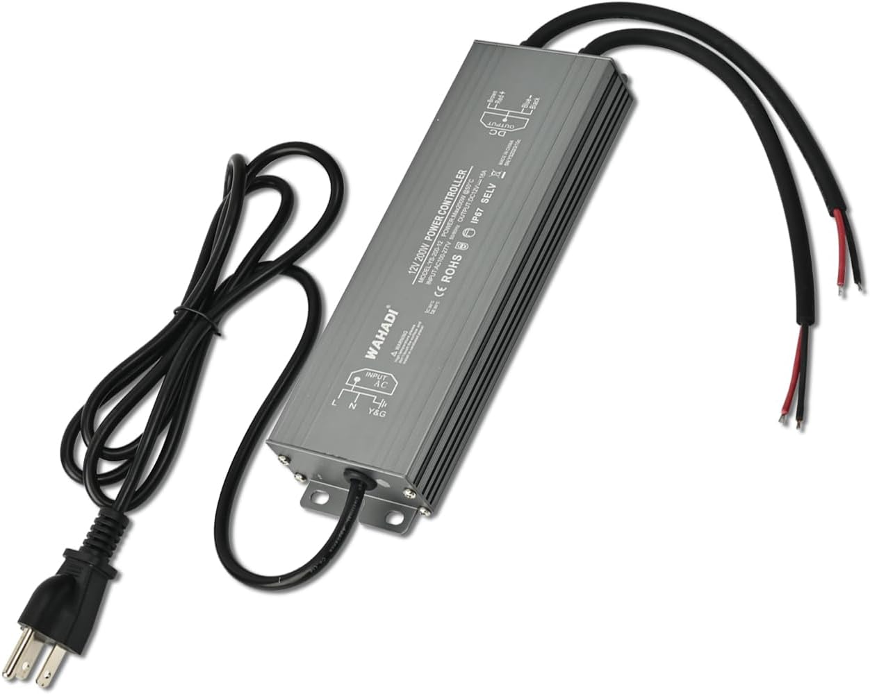 200W LED Power Supply Driver 100-277V AC to 12V DC 16A Low Voltage Output Transformer Converter Waterproof IP67 for Indoor Outdoor LED Module Lights,Computer Project