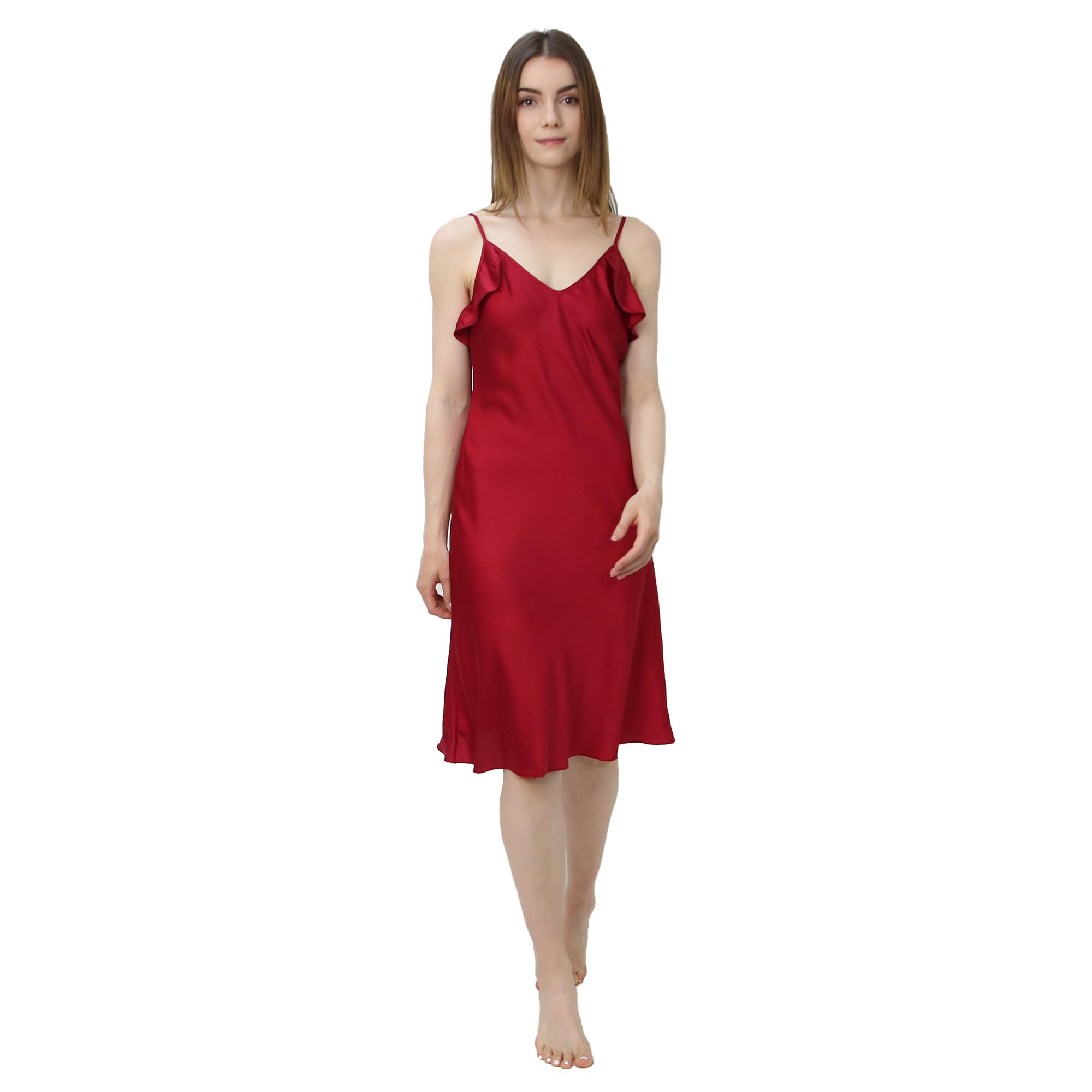Rose Halcyon Women's Bathrobe, Camisole Gown, Satin, Lingerie Nightwear, Silk Ladies' Pajamas Set, Yukata, Loungewear, Sexy Gentle Touch, Bathing Large Red