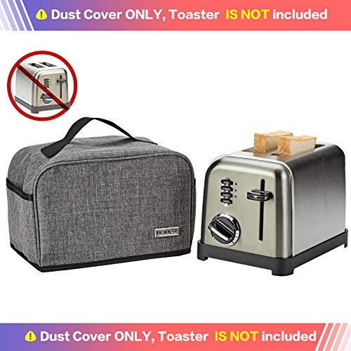 Homest Toaster Dust Cover With Pockets Compatible With Cuisinart 2 Slice Toaster, Can Hold Jam Spreader Knife & Toaster Tongs, Dust And Fingerprint Protection, Grey #TOP1