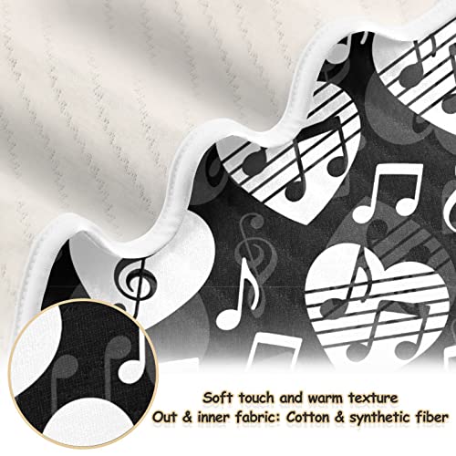 Image of Love Music Notes Baby Blankets Soft Warm Crib Stroller Blanket for Toddler Newborn Girls Boys, 30x40in