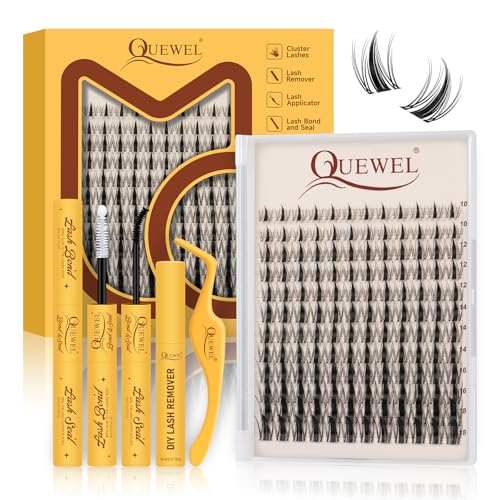 QUEWEL Manga-Lashes 144STK Cluster-Lashes Set Mix1018mm DIY Wimpern-Extensions Set mit Wimpernkleber und Pinzette und Entferner Lash-Extension-Set für den Alltag Partys Lash-Clusters (Fairy-Kit-B)
