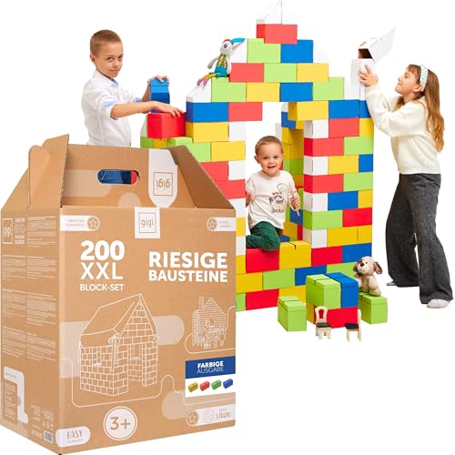 Gigi Bloks XXL Gr. 200 Farbige Stapelbare und Ineinandergreifende...