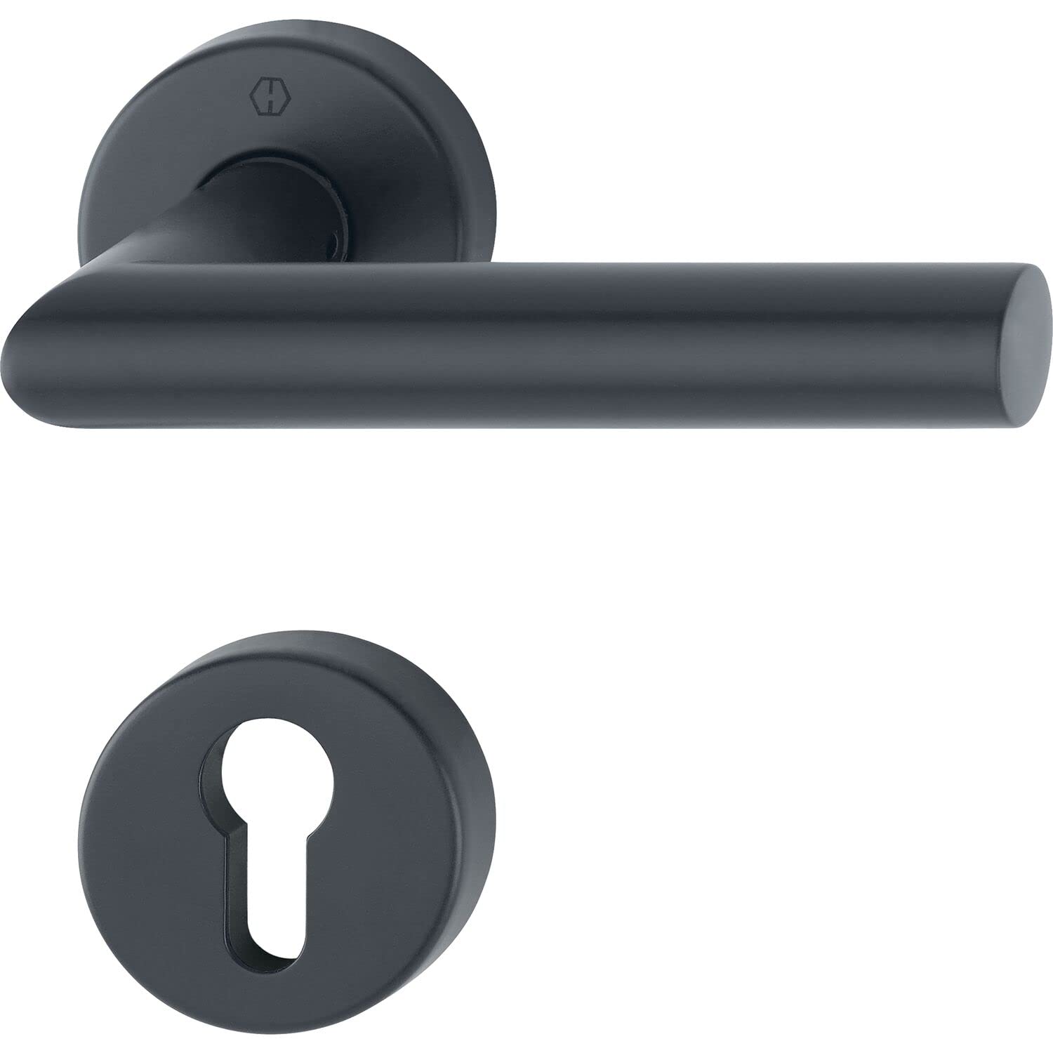 Hoppe Matt Amsterdam 12033236 Handle Set On Rosette Pz, Stainless Steel E Black