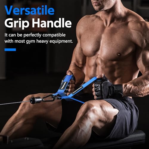 Image of RENRANRING Gym Exercise Handles, Replacement Handle Attachments for Cable Machine Pulleys, Resistance Band and Strength Trainer, Pull Down Workout Accessories, Home Gym Add On Equipment (Blue)