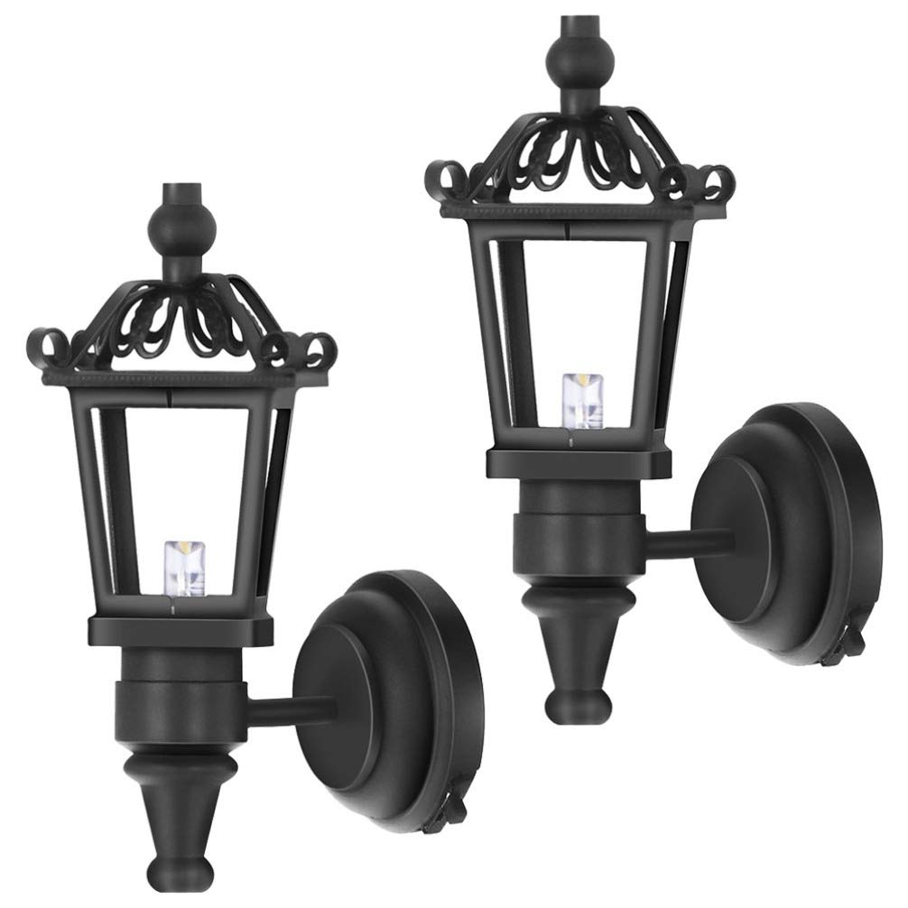 NUOBESTY Mini Wall Lamp 2Pcs Decorative Dollhouse Lights Battery Operated Small House Wall Lamps for Miniature Home Accessories