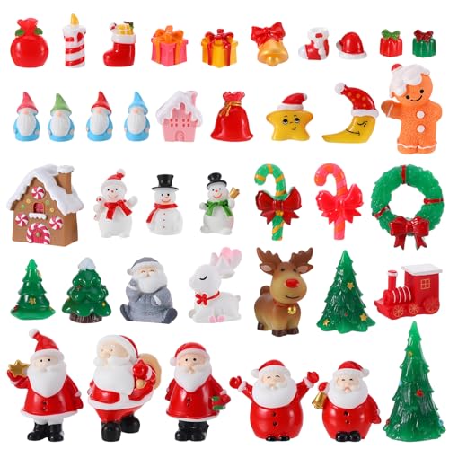 Xialvyu 39 Stück Weihnachten Miniatur Harz Ornamente, Mini...