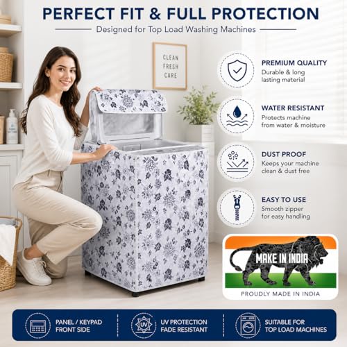 Image of Amazor Waterproof Top Load Washing Machine Cover Compatible for (Lg / Samsung 5.5kg , 6 kg , 6.5kg), Fabric