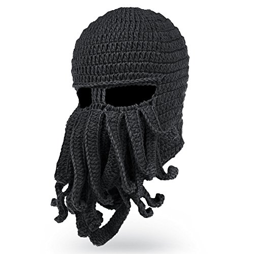 Gorro de tricô VBIGER com barba, chapéu de polvo quente para o inverno, à prova de vento, divertido