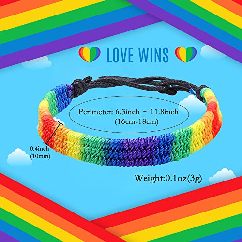 Rainbow LGBT Pride Bracelet for Lesbian Gay Bisexual Adjustable LGBTQ Pride Bracelets Handmade Braided Wristband Pride Month Friendship Bracelet Gifts for Men Women Bulk2