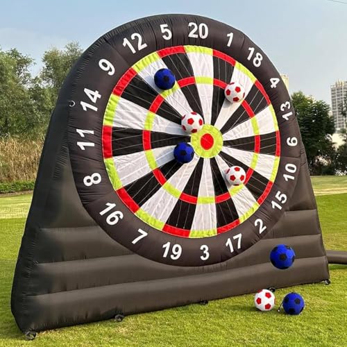 Juego de diana inflable – 3 m de alto adhesivo con soplador de 370 W y 8 bolas, juego de dardos de fútbol gigante para diversión y fiestas en el patio trasero
