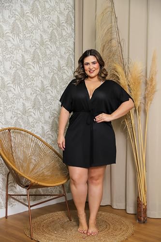 Saída De Praia Aberta Vestido Curto Canga Manga Kimono Plus Size Feminina Verão
