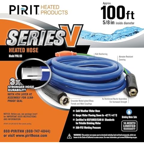 PIRIT Heated Water Hose 100 Feet Cover