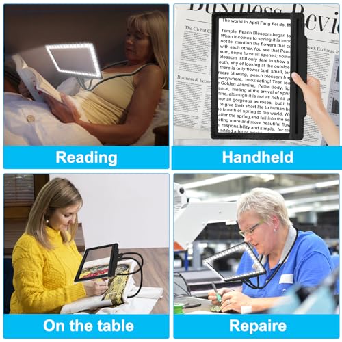5X-Large-Hands-Free-Magnifying-Glass-with-43-Ultra-Bright-LEDs-Light-for-Reading-Full-Book-Page-Magnifier-Flexible-Gooseneck-Magnifier-for-Neck-Wear-Repair-Sewing-Low-Vision-Elderly