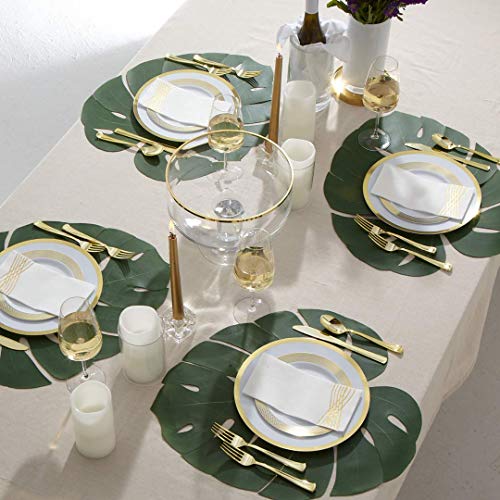 By Madee Heavyweight Disposable Dinnerware | Gold 175 Piece Set For 25 Guests | Dinner Plates, Salad Plates, Silverware & Napkins | Premium Supplies Plastic Plates For Party, Weddings & Elegant Events #TOP2