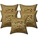 Stylo Culture Brocart Coton Qu'auto Design Or Housse de Coussin Ethnique de 16 x 16 décoratif Elephant Square Ensemble de 5 poupées