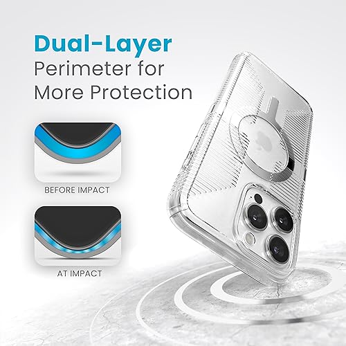 Image of Speck Clear iPhone 15 Pro Max Case - Slim, Built for MagSafe, Drop Protection Grip - Scratch Resistant, Anti-Yellowing, 6.7 Inch Phone Case - GemShell Grip Clear