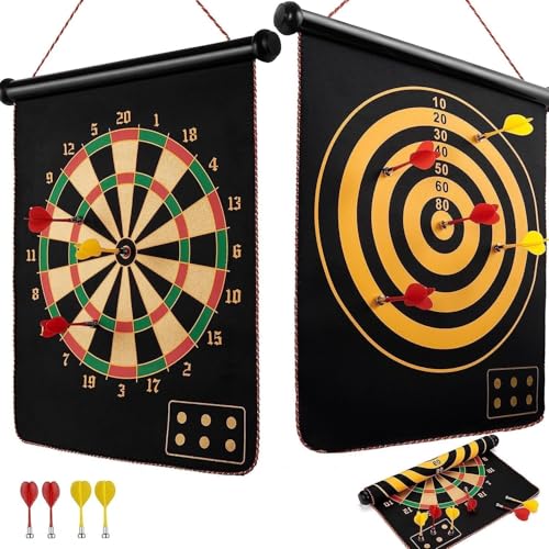 Image of Serveuttam Magnetic Dart Board Game for Kids - 6 Pc Darts Magnetic Dart and Mat | Outdoor Indoor Party Games for Adults | Double Faced (12 Inch Dart Board)