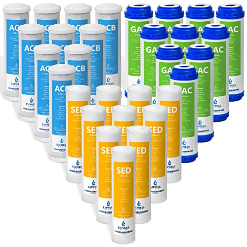 Express Water – 5 Year Reverse Osmosis System Replacement Filter Set – 30 Filters, Carbon GAC,...
