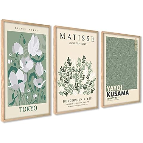 Moderne Poster Set | 3 Stück 50x70cm | Stilvolle Matisse Pastell Poster Collagen mit passenden Bilder als Wanddeko | ohne Rahmen Cover